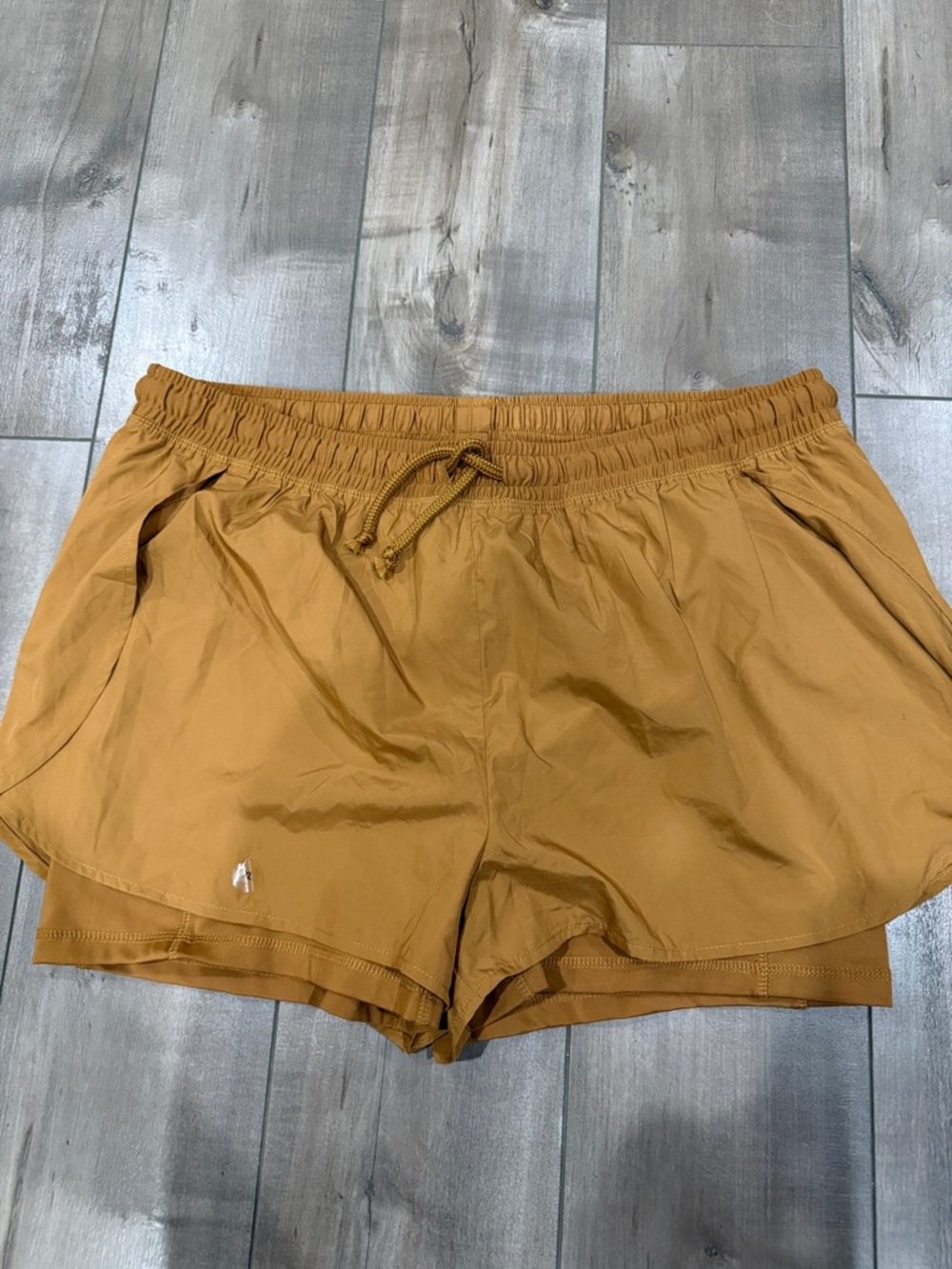 Aeropostale Women's Athletic Shorts in Mustard Brown